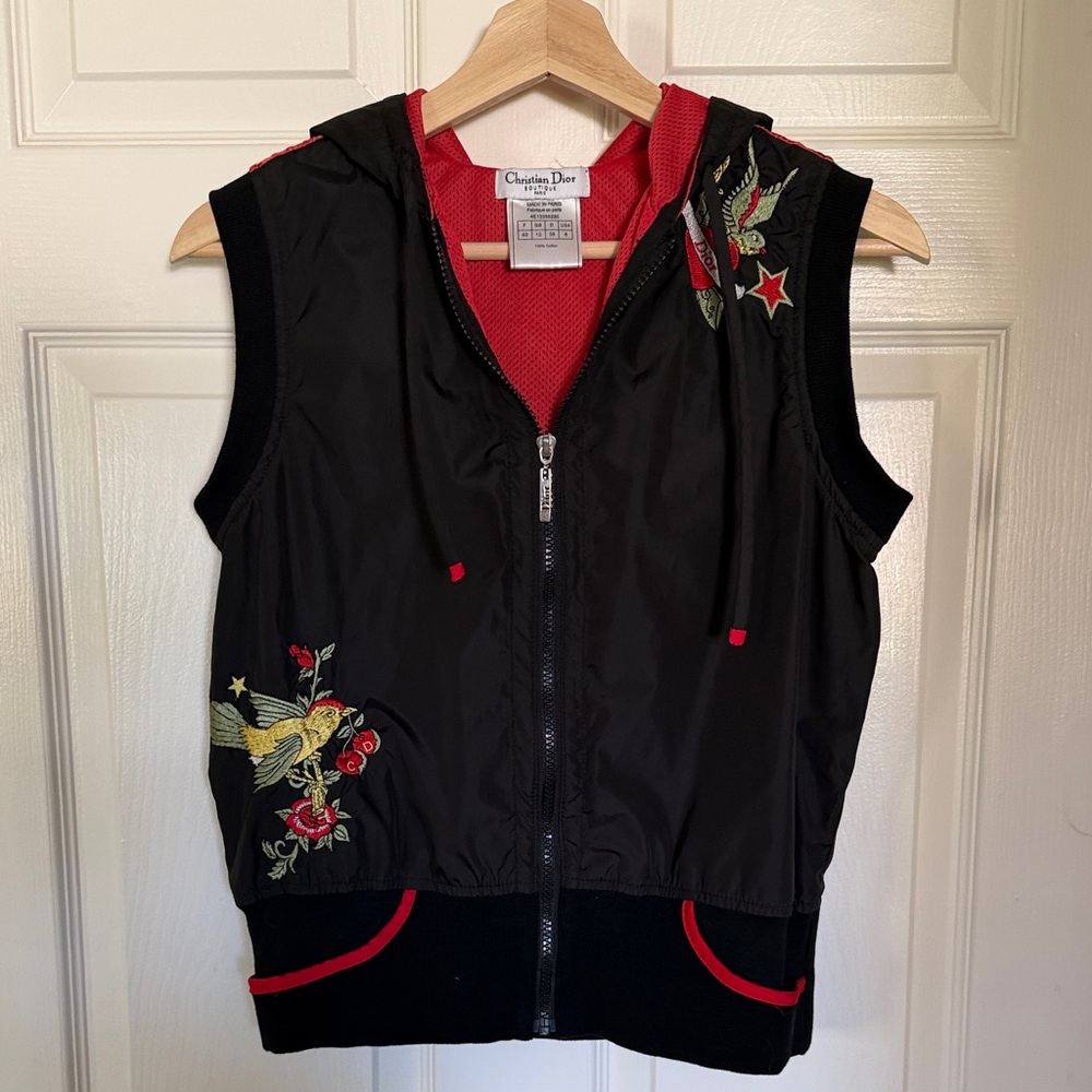 Vintage Christian Dior Black and Red Embroidered Vest - Picture 7 of 7